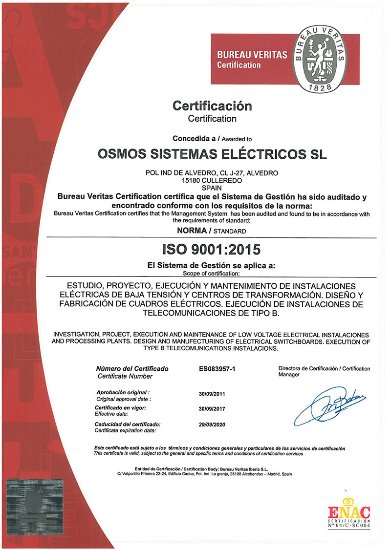 certificado ISO 9001:2015